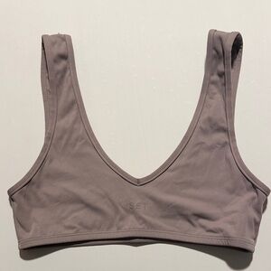 SET Active Scoop Neck Sports Bra in Taupe